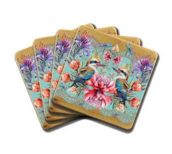 Bamboo Coasters Set – (Vintage Kookas)