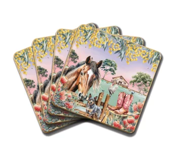 Bamboo Coasters Set – (Country Dusk)