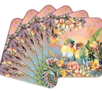 Set of 6 Coasters – (Sunset Love Birds)