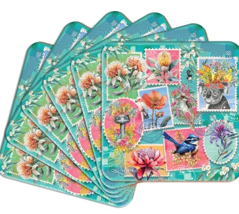 Set of 6 Coasters – (Pretty Postage)