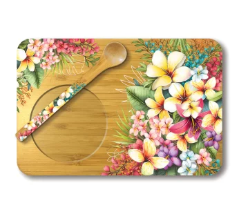 Bamboo Tea Time Tray with Spoon – (Paradise Bloom)