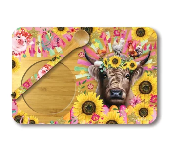 Bamboo Tea Time Tray with Spoon – (Carnival Cow)