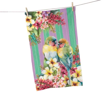 Cotton Tea Towel – (Paradise Love Birds)