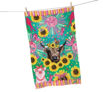 Cotton Tea Towel – (Carnival Cow)