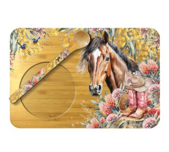 Bamboo Tea Time Tray with Spoon – (Country Dusk)